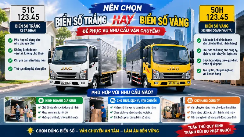Xe Tải Nên Đăng Ký Biển Trắng Hay Biển Vàng? Quy Định 2026