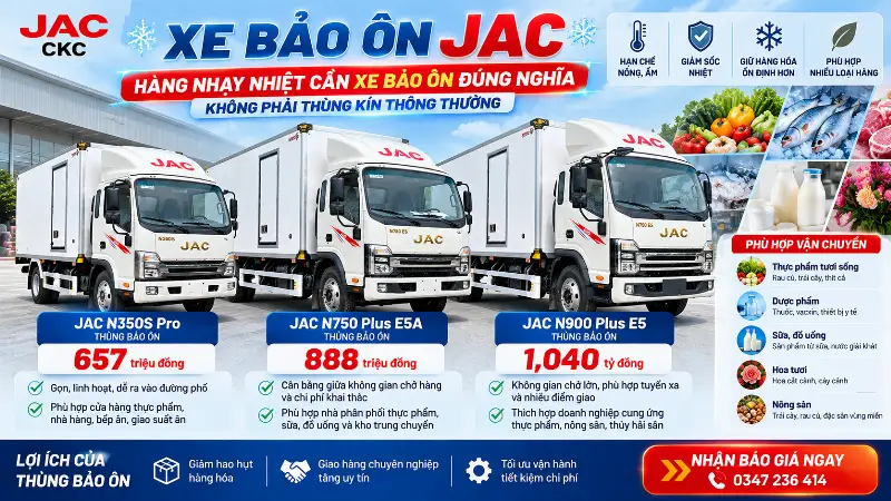 Giá xe bảo ôn JAC: 3 lựa chọn chuyên chở hàng giữ nhiệt