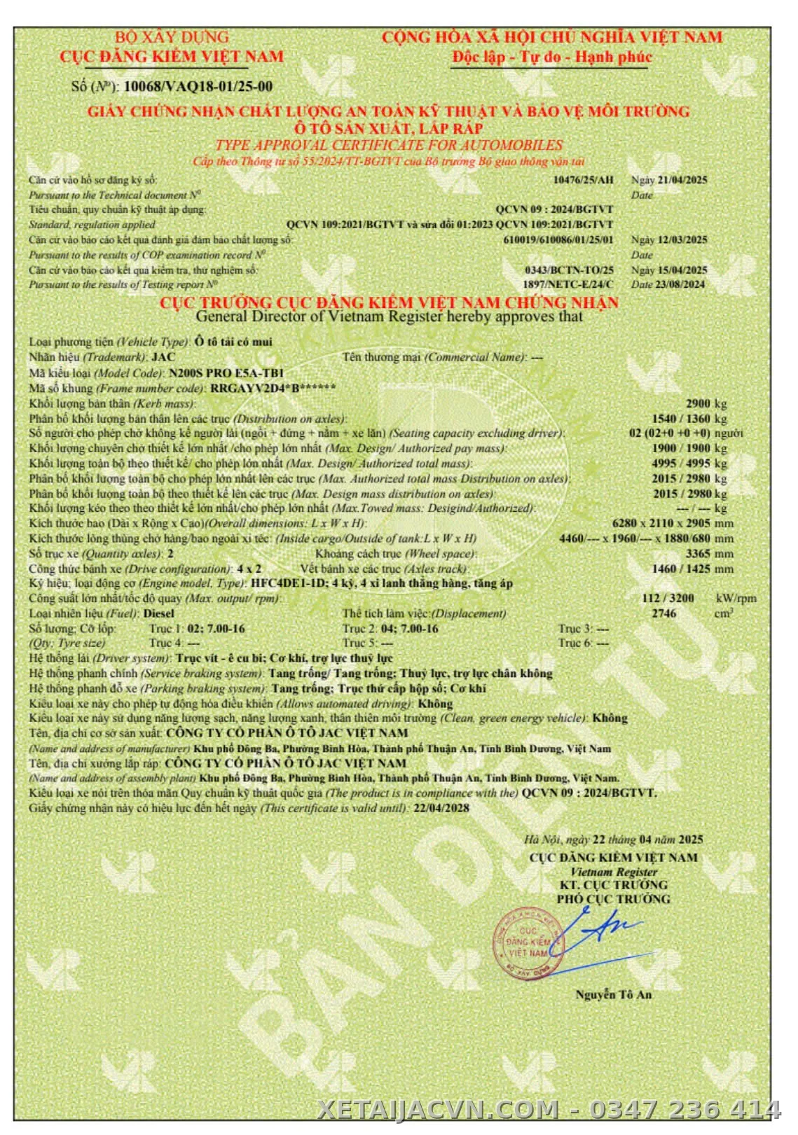 Thùng mui bạt tiêu chuẩn